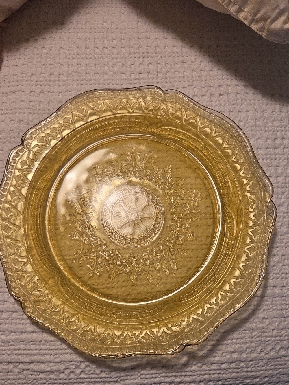 Vintage Federal Glass Patrician Spoke Pattern Dinner Plate Set Of 2